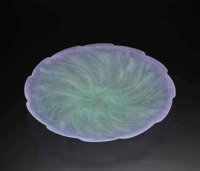 硝子渦紋大皿「碧空」