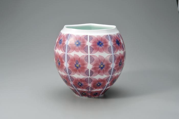 布染彩磁壺