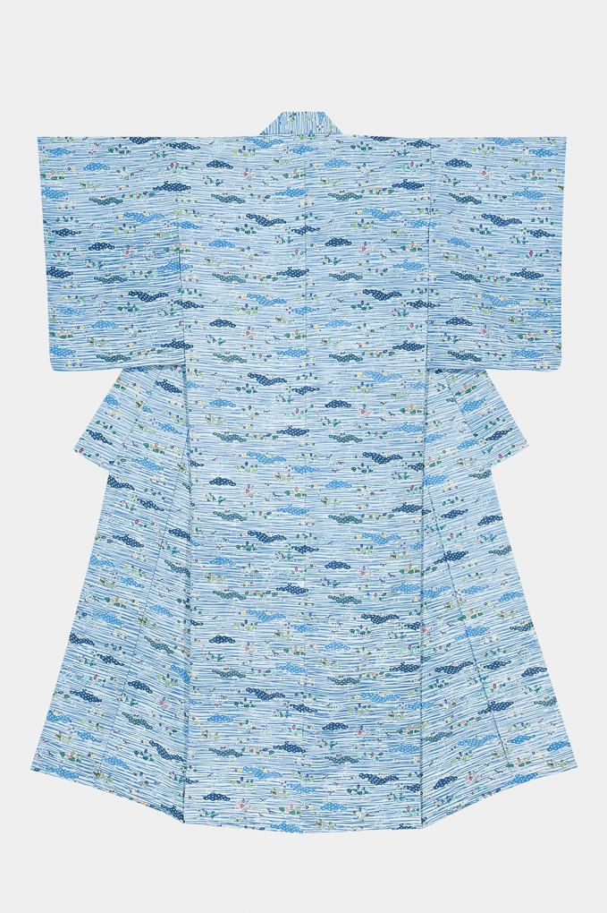 おぼろ型染着物「水面朝韻」