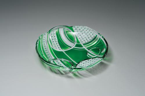 小川郁子 被硝子切子皿 相生橋から 公益社団法人日本工芸会