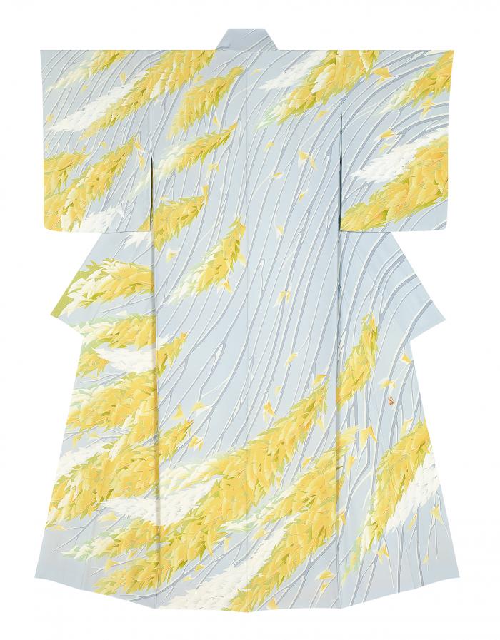 友禅訪問着「黄色風靡」