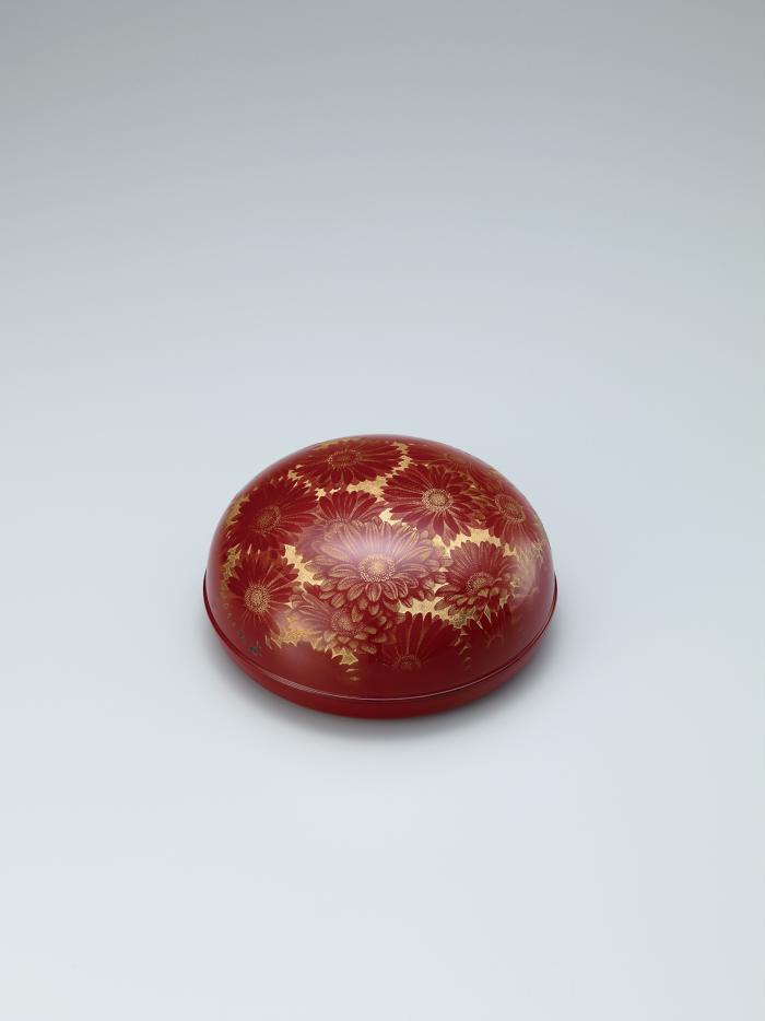 沈金合子「赤い花」
