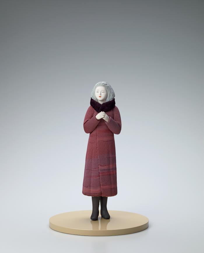 木彫木目込「雪の朝」
