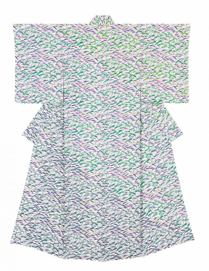 型絵染着物「野草文」