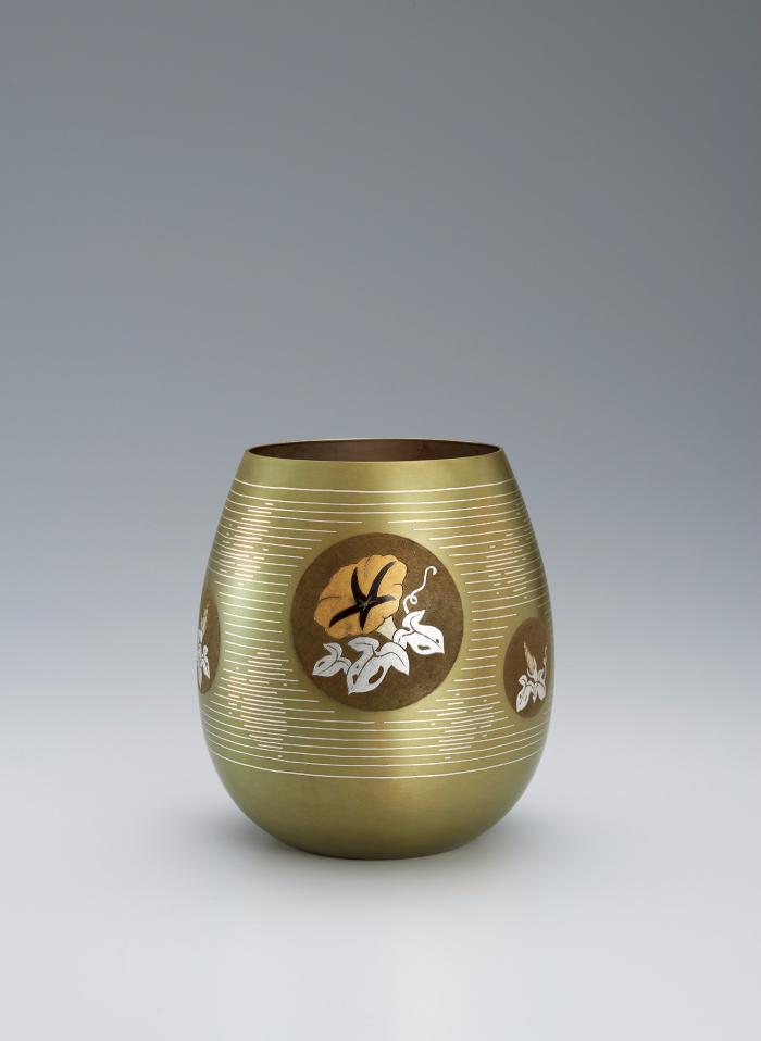 黄銅象嵌花器「朝顔」