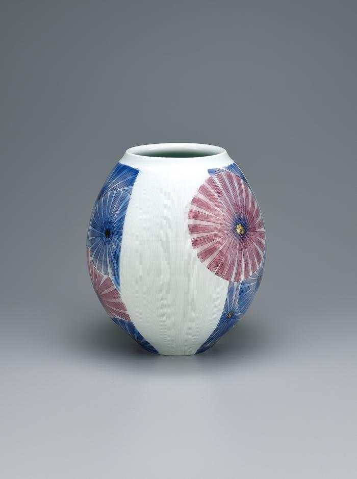 布染彩磁壺