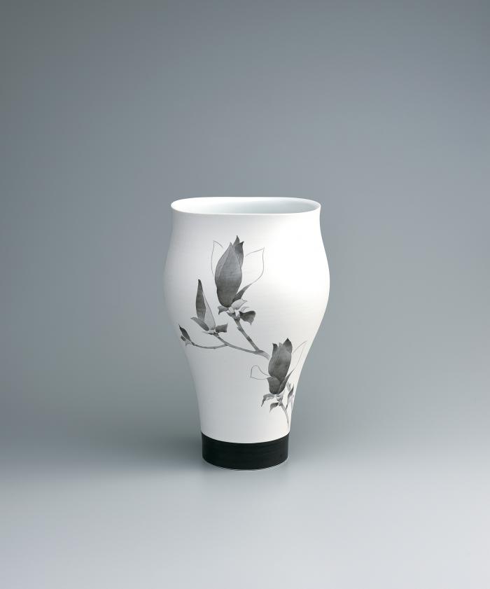 墨彩木蓮文花器