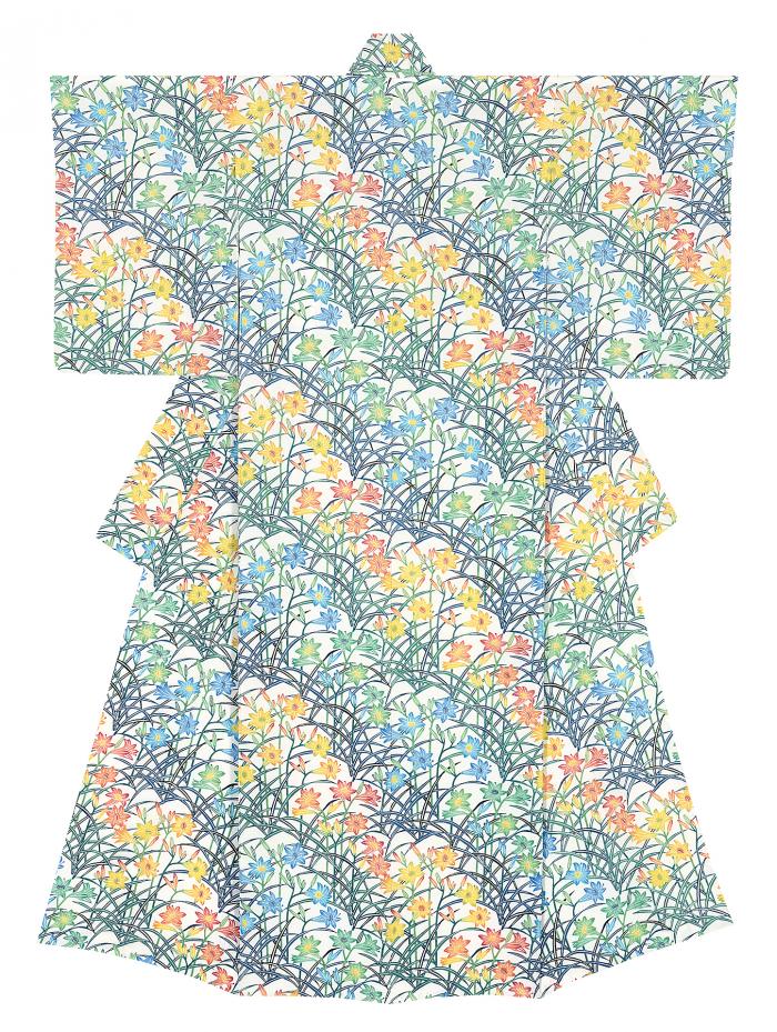 型絵染着物「高原の朝」