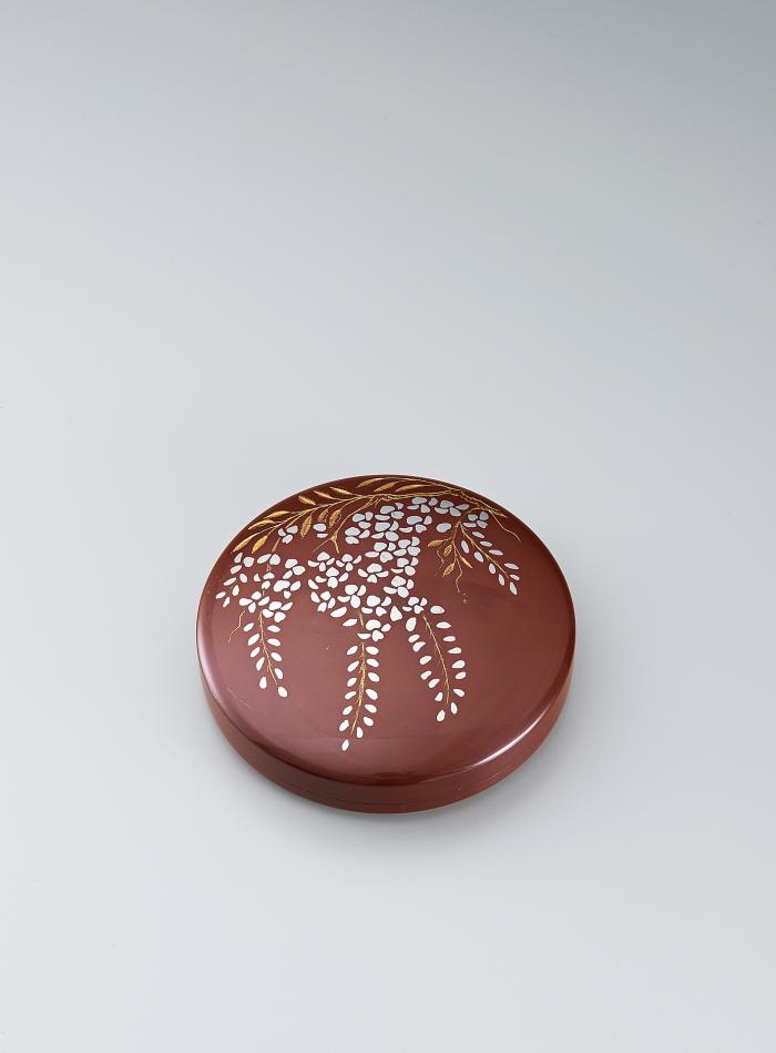 銅象嵌合子「藤の花」