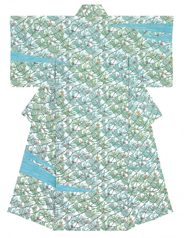 型絵染着物「松韻」