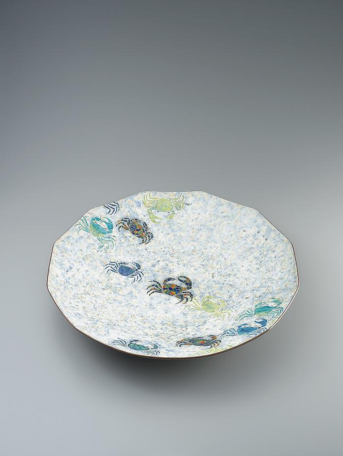 釉刻色絵金銀彩皿