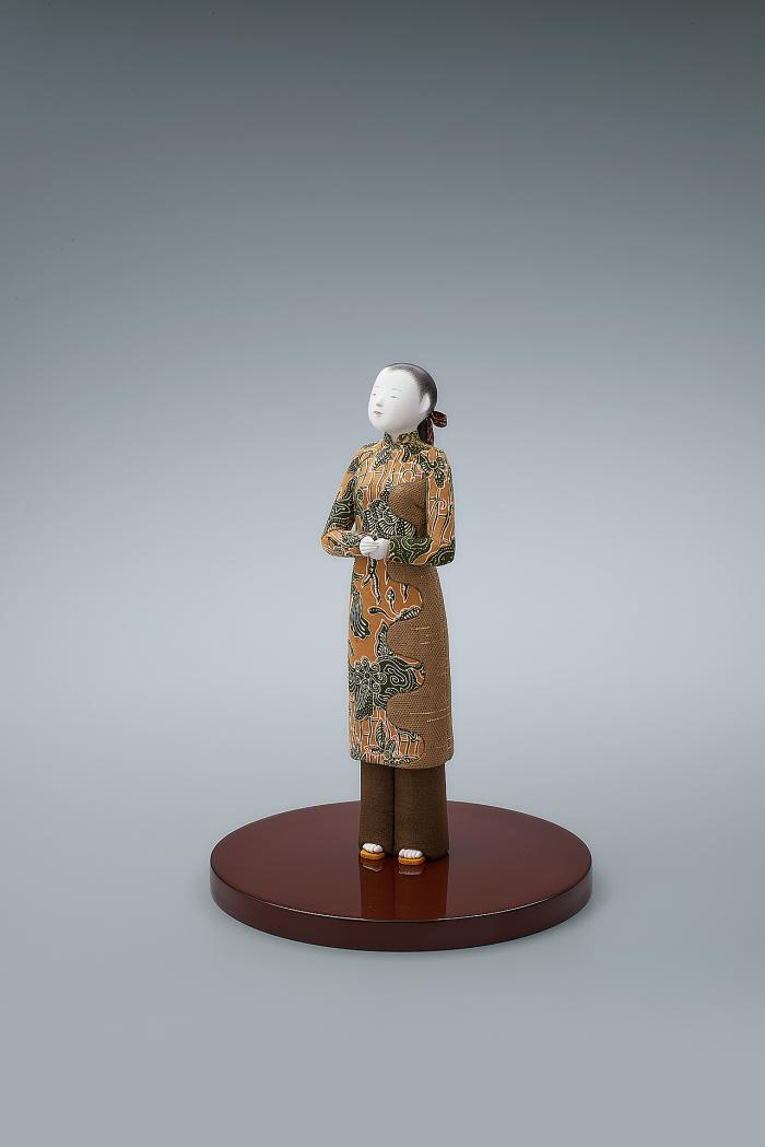 木芯桐塑木目込「待ち人」