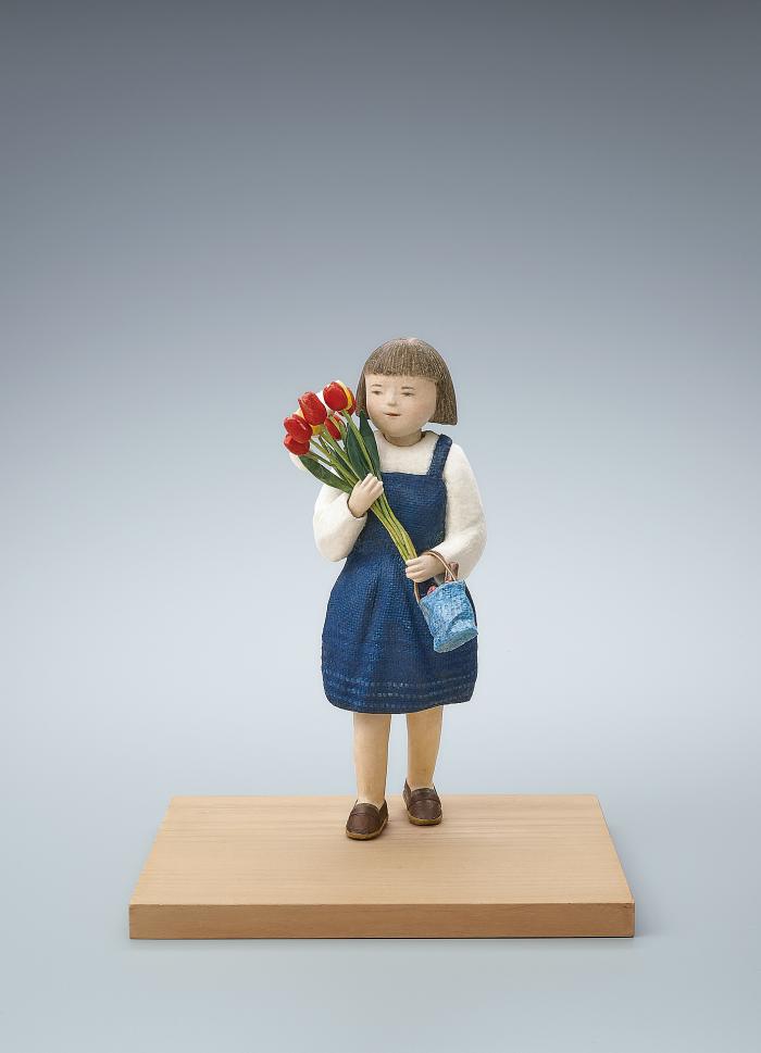木芯桐塑布紙貼「花摘み」