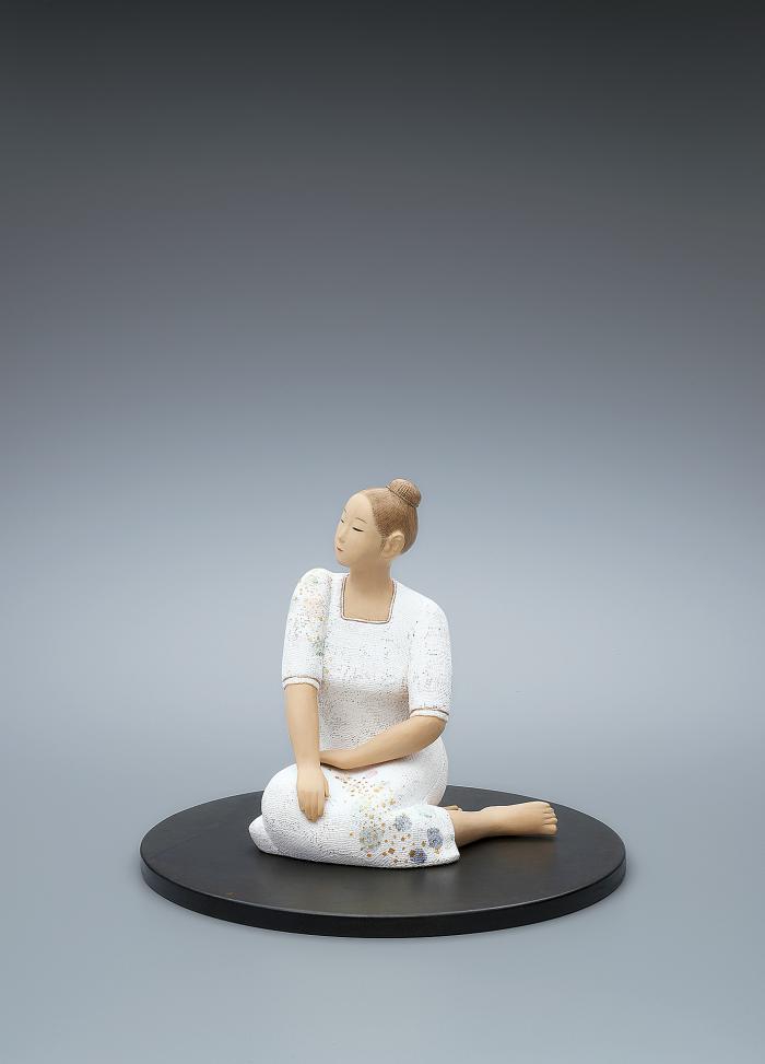 木彫布貼彩色「夕愁」