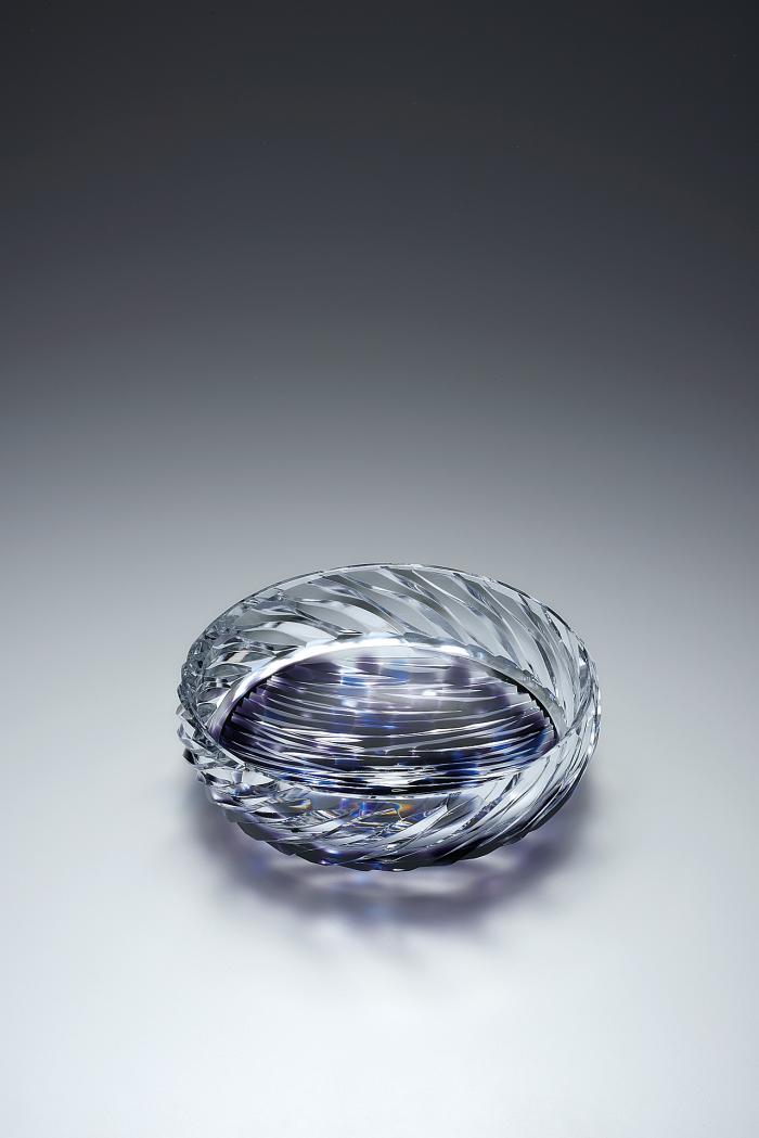 硝子切子鉢「紺青」