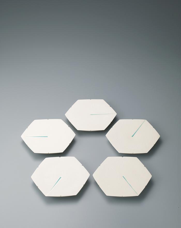 氷青釉組菓子皿「粉雪」