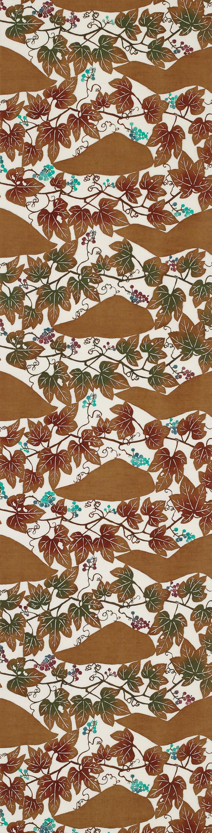 型絵染帯「野ぶどう文」