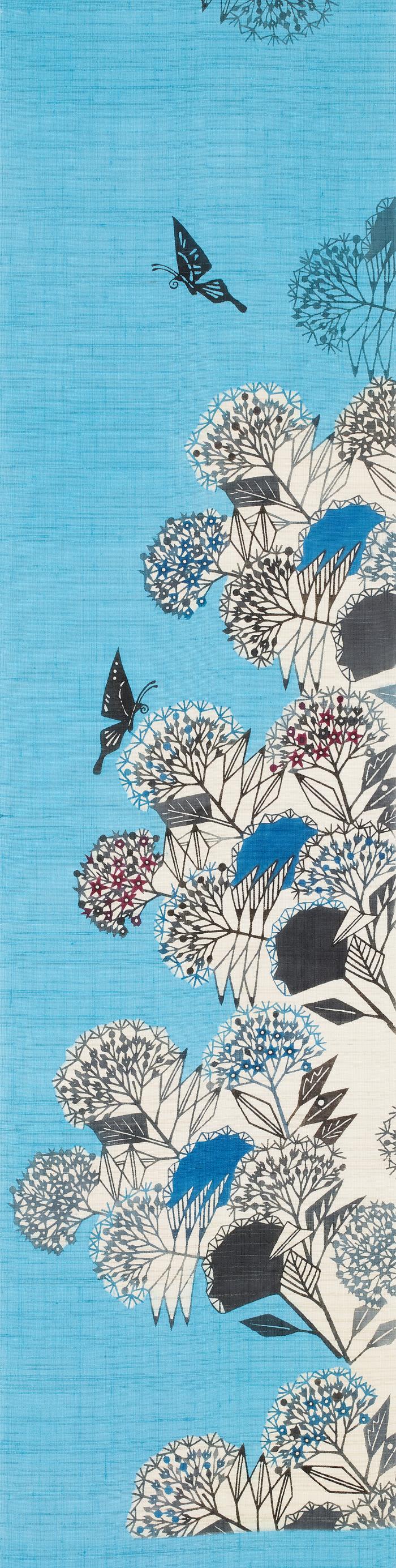 型絵染帯「臭木咲く」