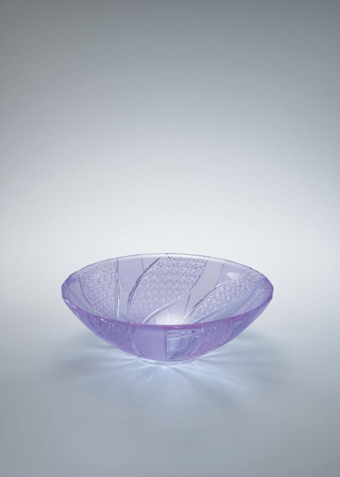 藤色硝子切子鉢