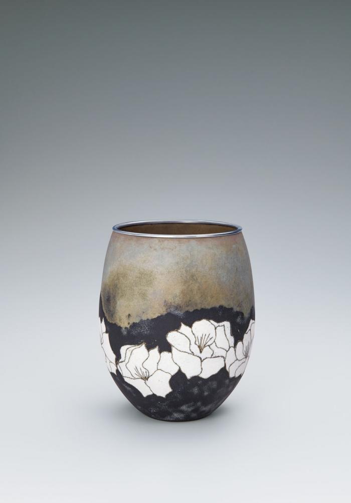 泥七宝花入「明けゆく」