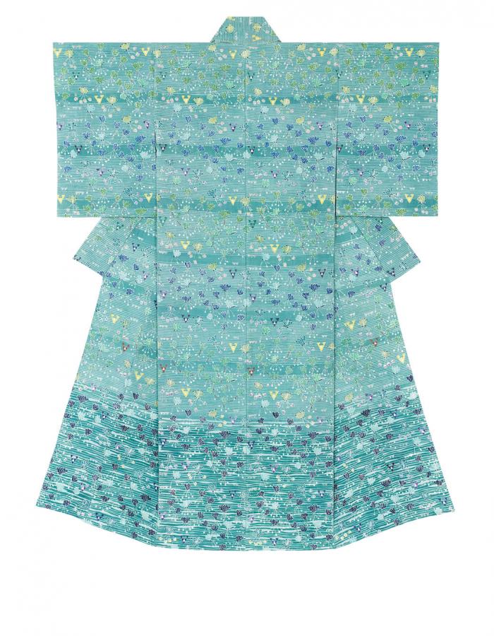 おぼろ型染着物「風に揺れて・春のカノン」