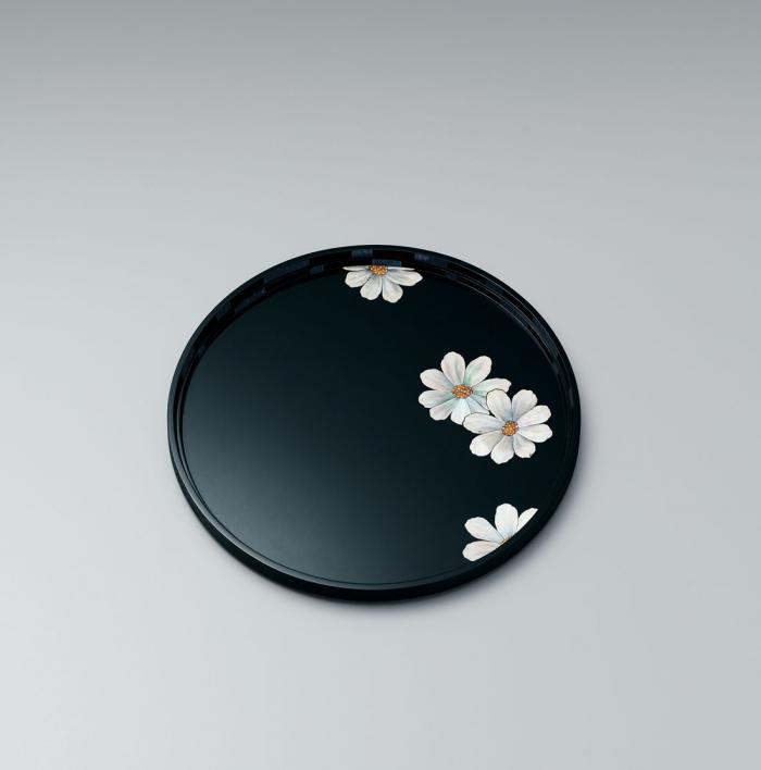 螺鈿飾り盆「秋桜」