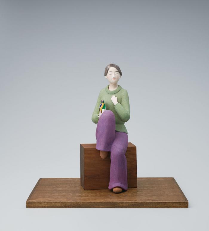 木彫布貼彩色「想いの壺」