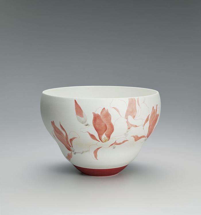 赤絵墨彩木蓮文鉢