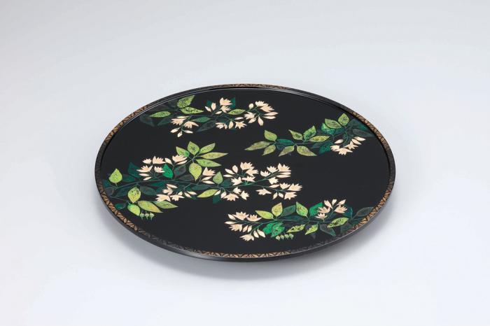 沈金象嵌盤「エゴノキ」