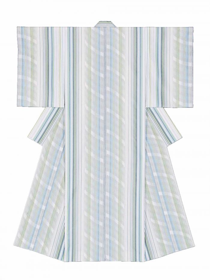 絹織着物「雪解け」