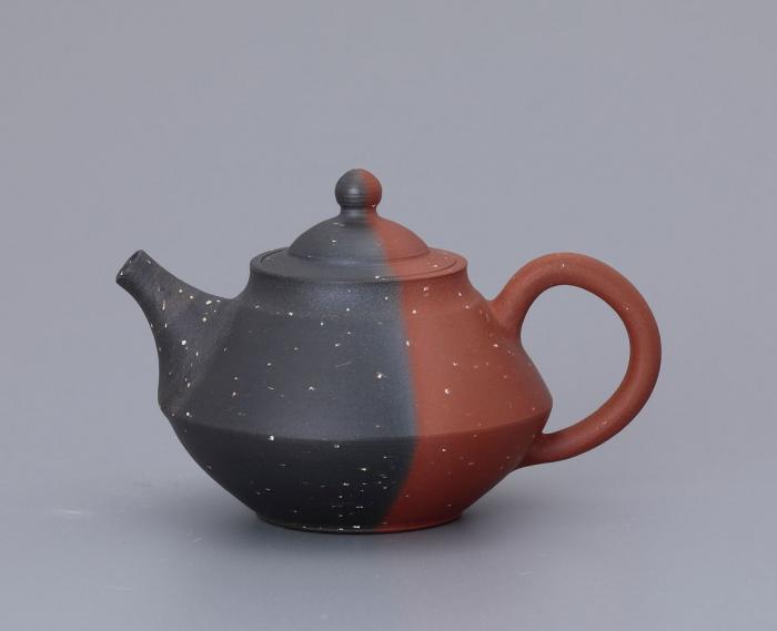 梨皮朱泥嵌蓋窯変茶銚