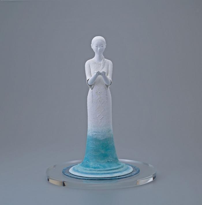 木芯桐塑布紙貼胡粉仕上「Aqua」