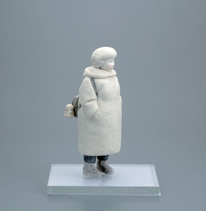 木芯桐塑布紙貼「雪の朝」