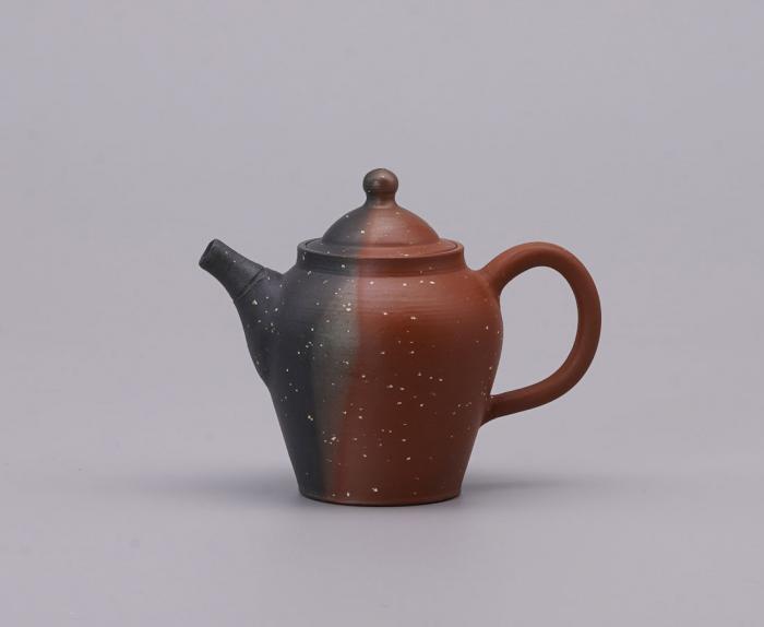 梨皮朱泥嵌蓋窯変茶銚