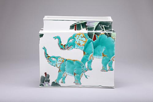 花器　神象の図