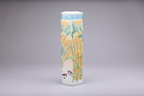 色絵麦秋文花器