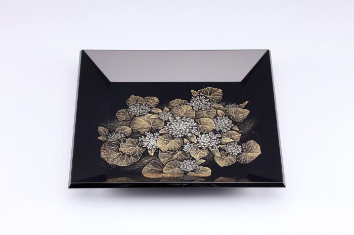 沈金四方盆「せせらぎ」