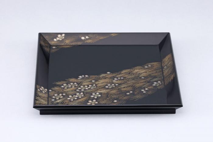 沈金四方盆「潺々」