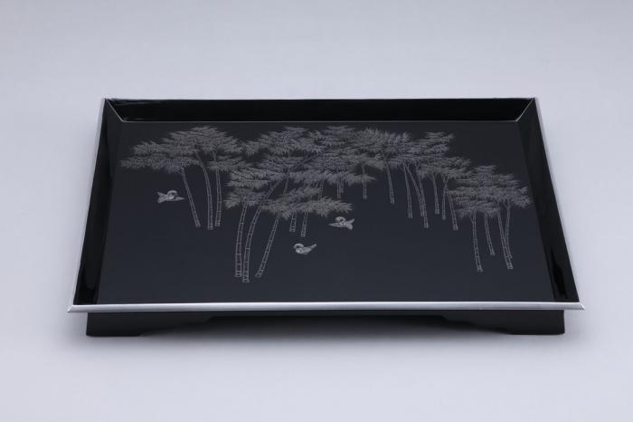 沈金象嵌盆 「竹林」
