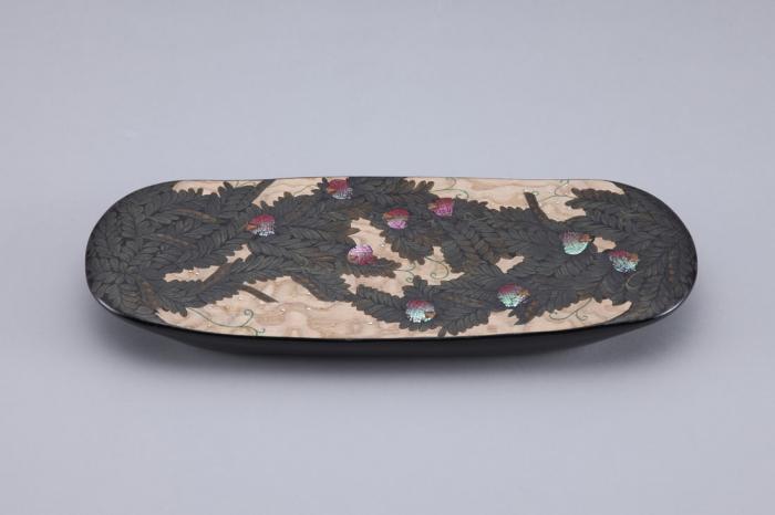 木地蒔絵盤 「春の畦」