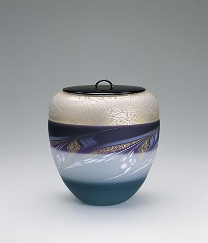 宙吹き硝子水指「朝霧」