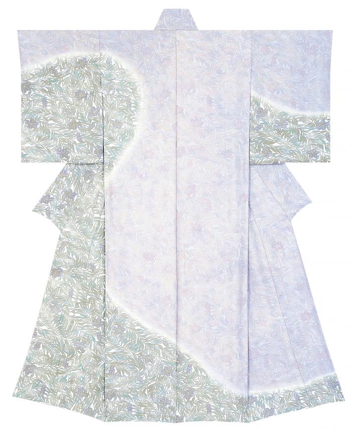 蠟纈型絵染着物「叢生」