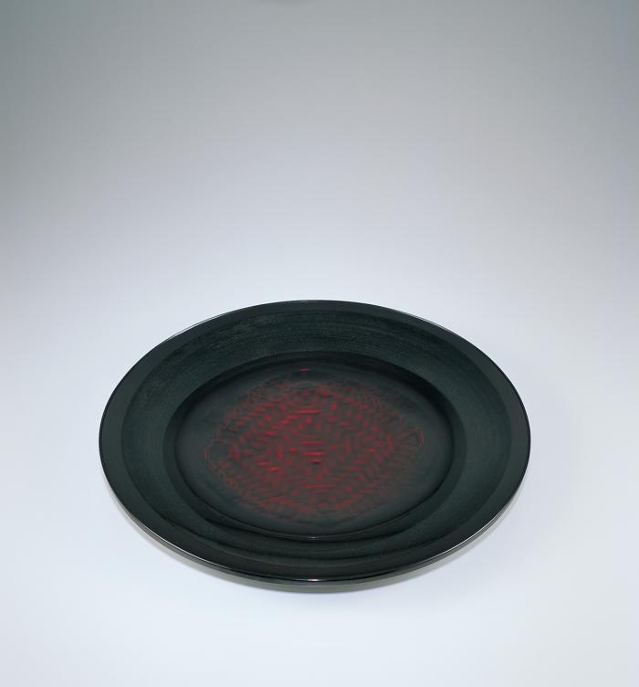 籃胎曲輪切錆大皿「環」