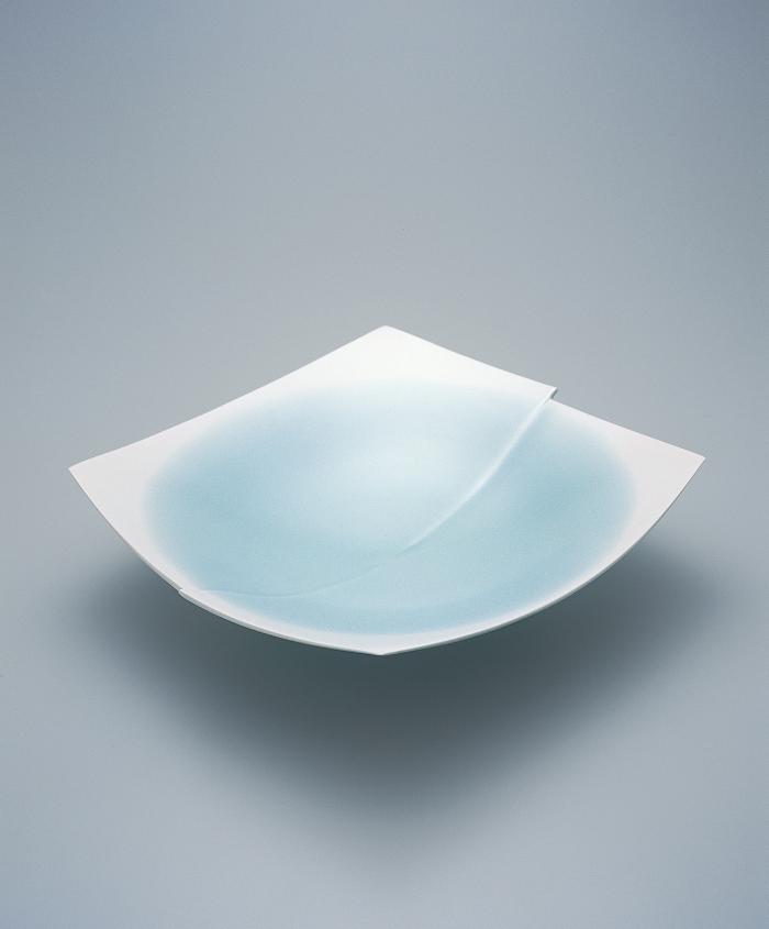青瓷白暈し四角鉢