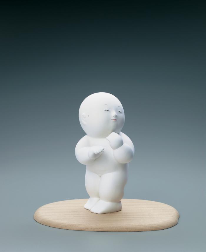 木彫胡粉「明けの空」