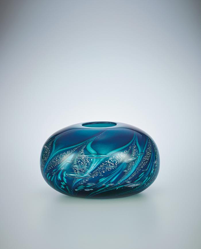 宙吹き硝子花器「水紋」