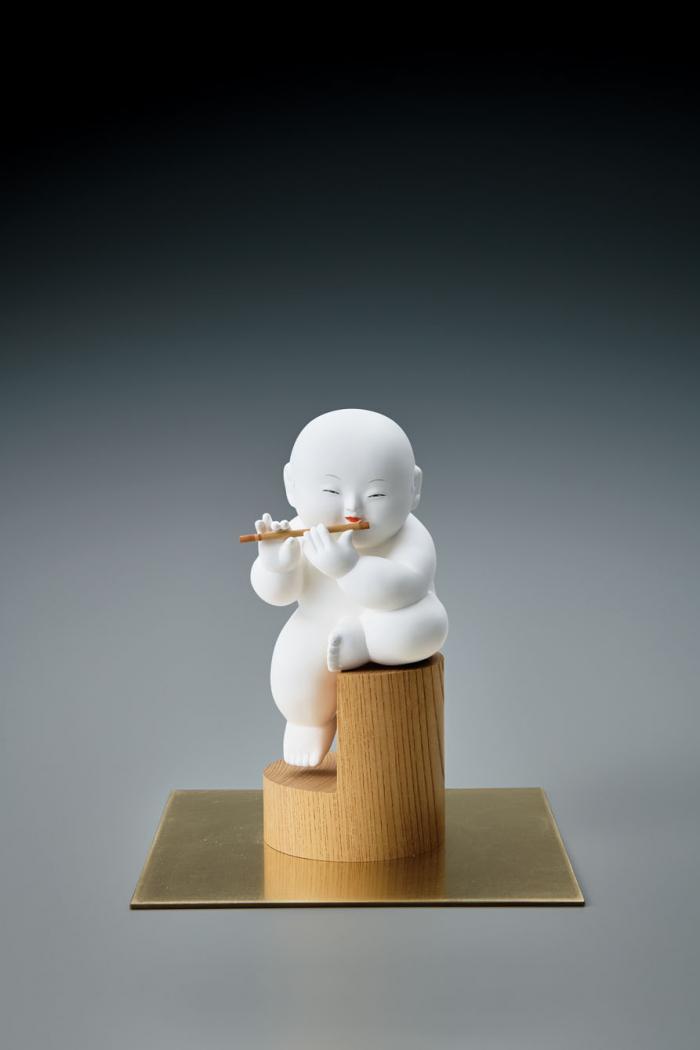 木彫胡粉「山のさざめき」