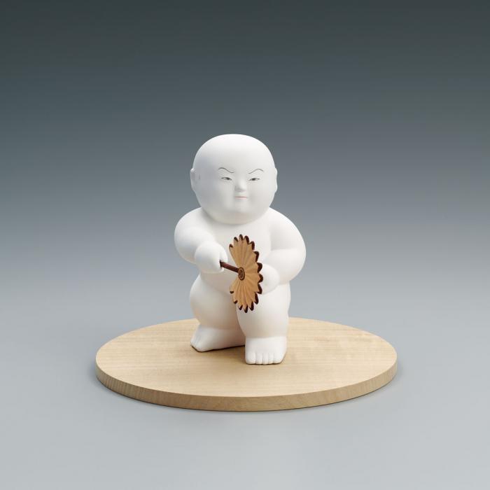 木彫胡粉「山の舞」