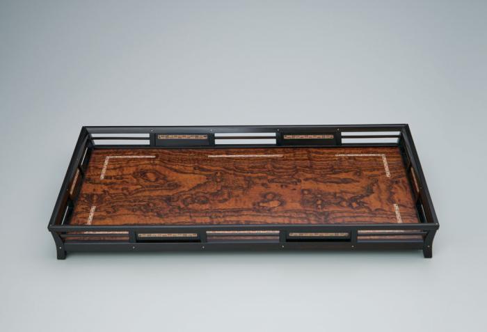 献保梨唐木木画香盆「追想」