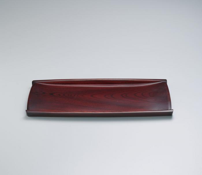 欅拭漆舟形盛皿